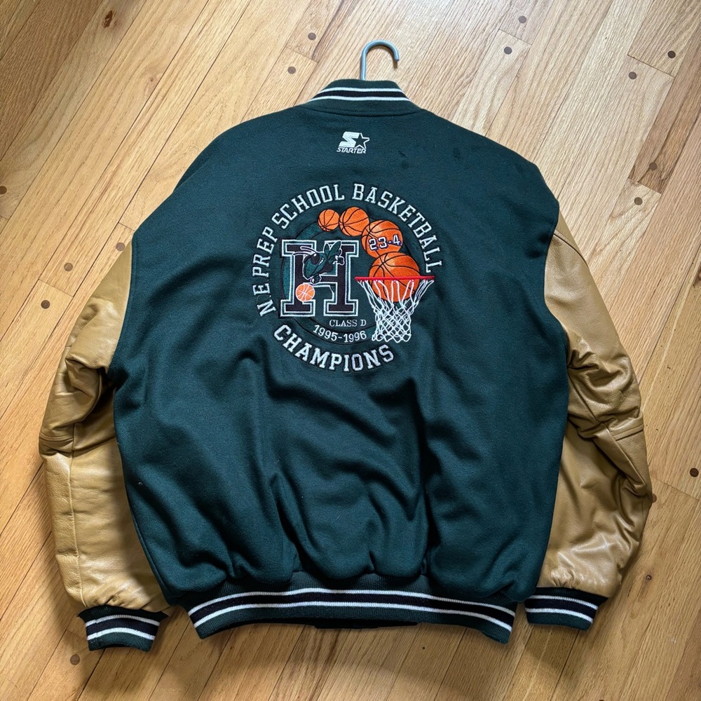 Vintage Starter Jacket Large New England Basketball Champs Letterman Wool 90s - Picture 2 of 6